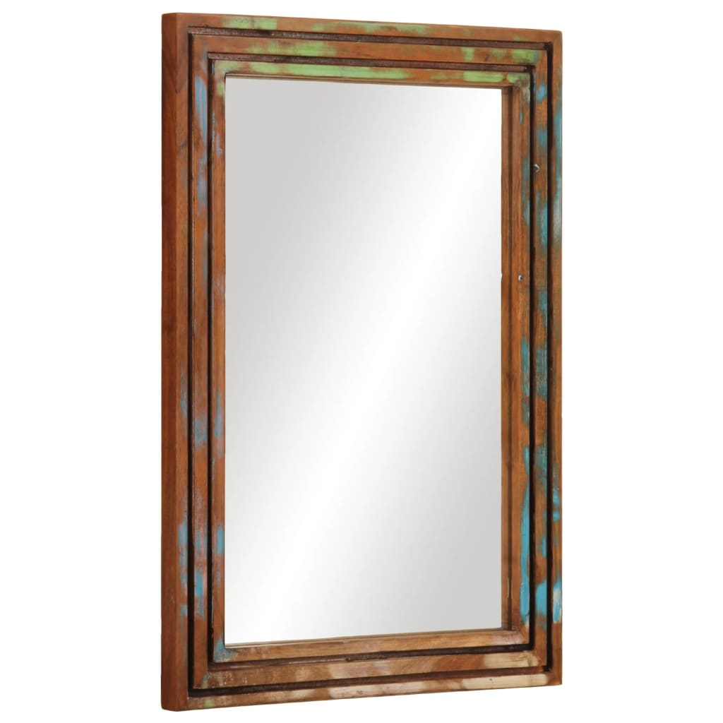 Espelho de casa de banho 50x70 cm acácia maciça e vidro
