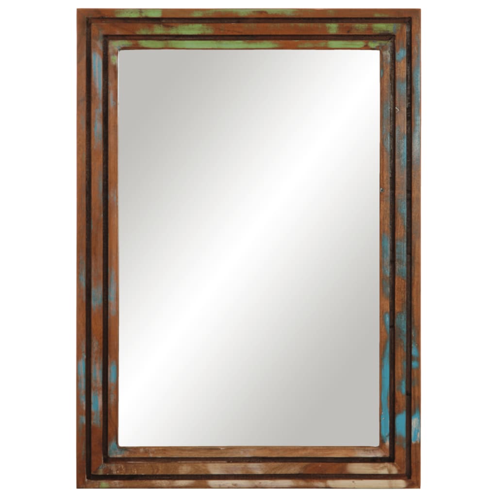 Espelho de casa de banho 50x70 cm acácia maciça e vidro