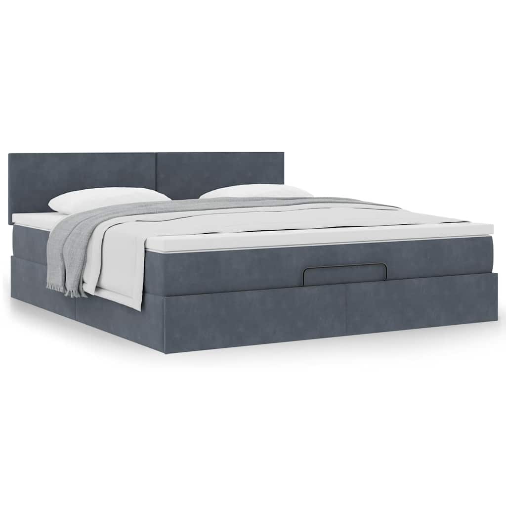 Estrutura de cama otomana com colchão 180x200cm cinzento escuro