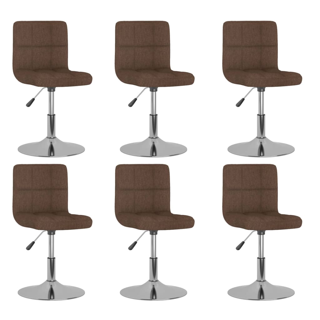 Cadeiras de jantar giratórias 6 pcs tecido castanho