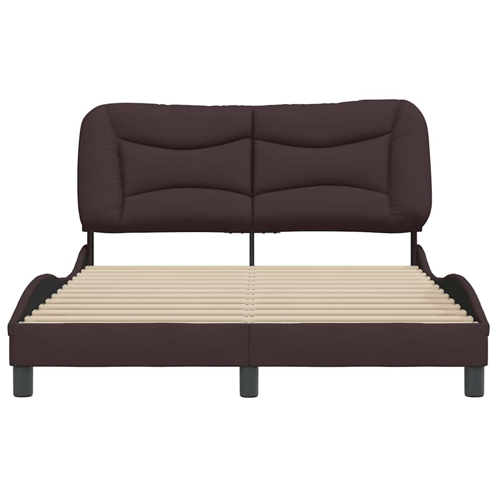 Estrutura de cama sem colchão hvar 140x190 cm tecido castanho-escuro