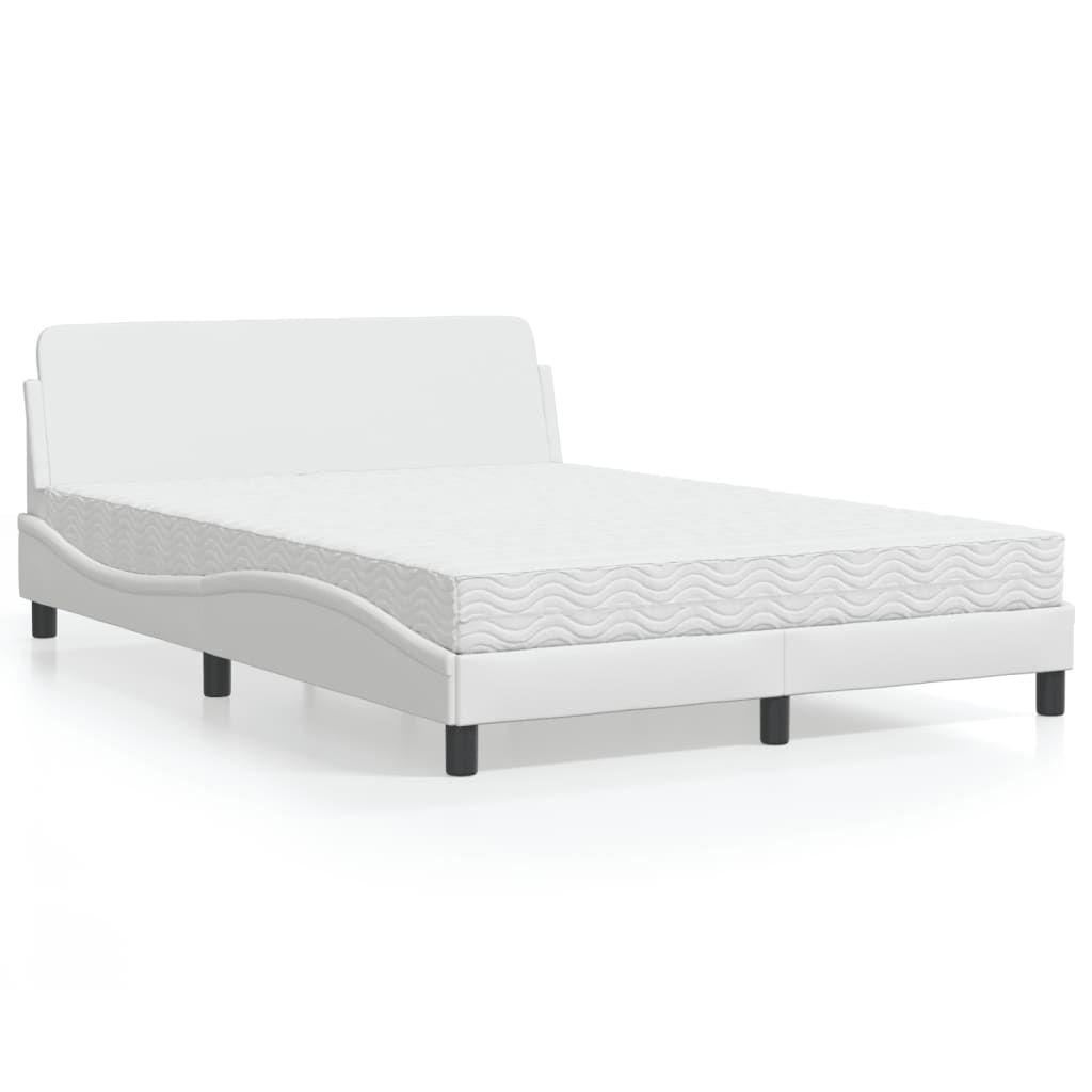 Cama com colchão dover 140x190 cm couro artificial branco