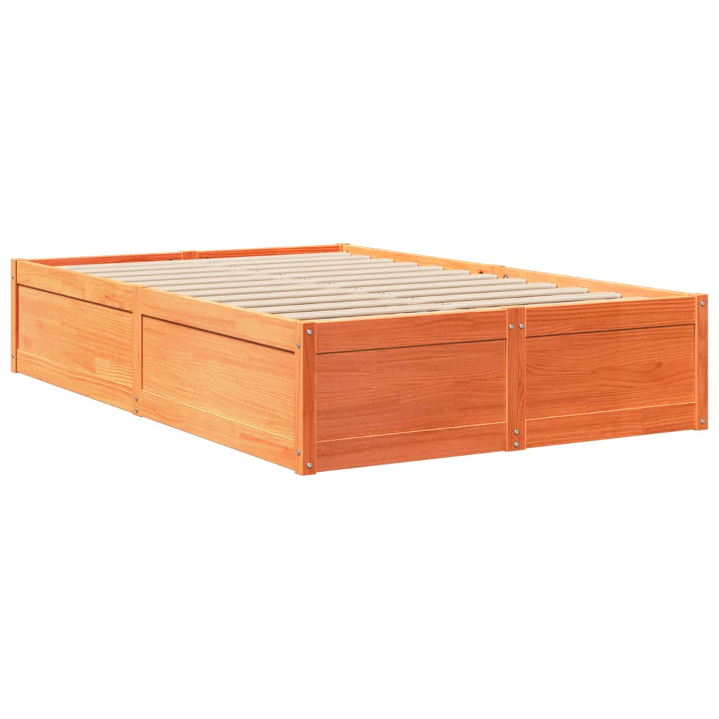 Cama sem colchão 120x200 cm madeira pinho maciça castanho-mel
