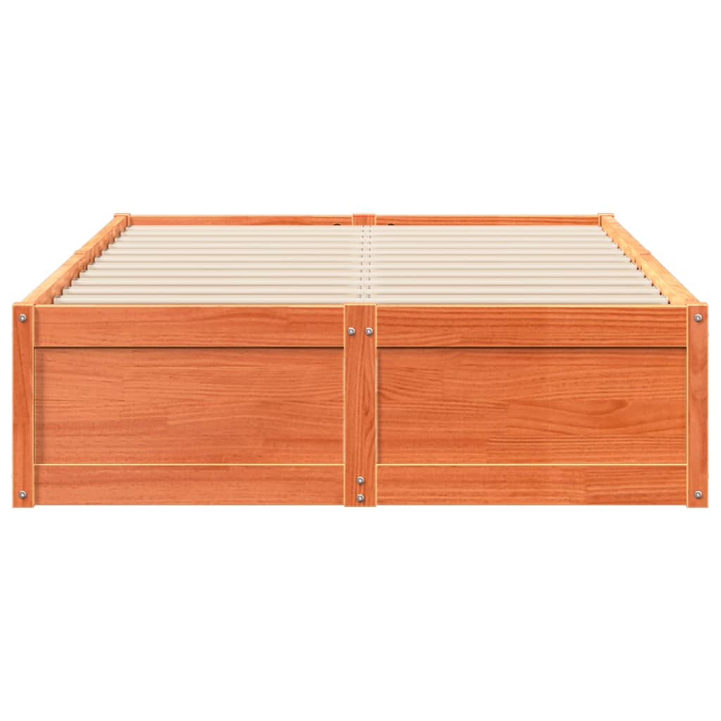 Cama sem colchão 120x200 cm madeira pinho maciça castanho-mel