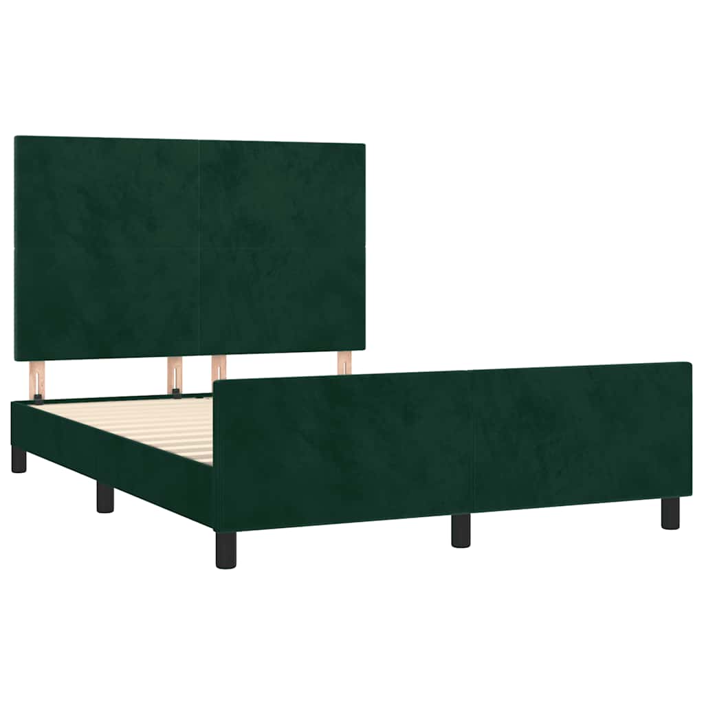Estrutura de cama sem colchão 140x190 cm veludo verde-escuro