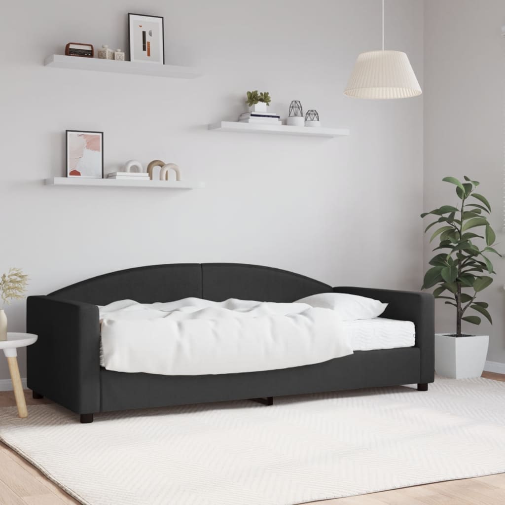 Sofá-cama com colchão 90x190 cm tecido preto