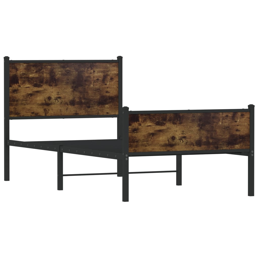 Estrutura de cama sem colchão 90x190 cm metal carvalho fumado