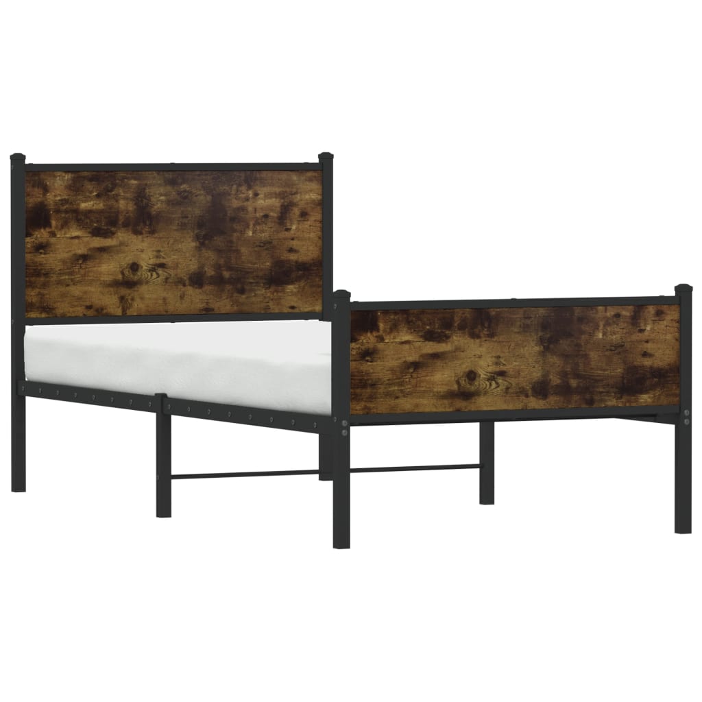 Estrutura de cama sem colchão 90x190 cm metal carvalho fumado