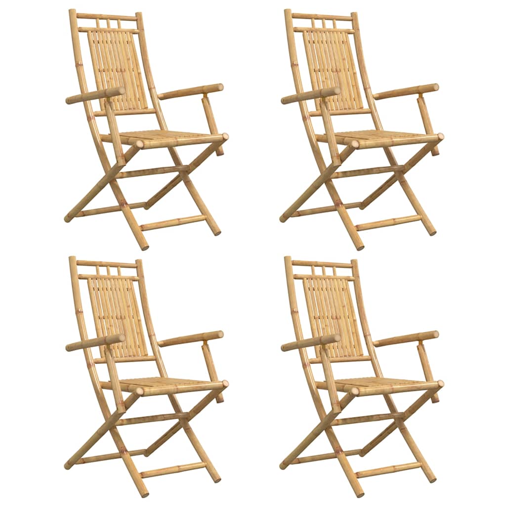 Cadeiras de jardim dobráveis 4 pcs 53x66x99 cm bambu