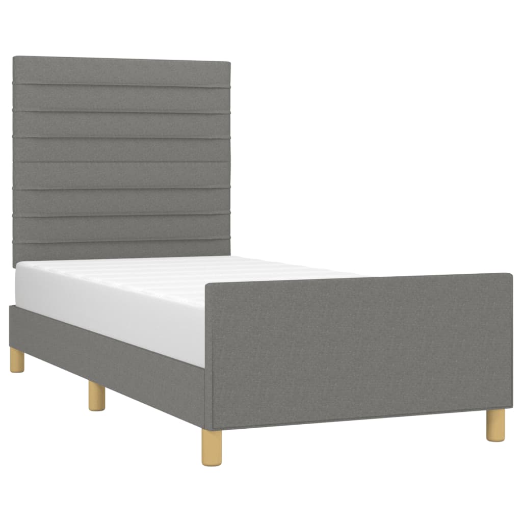 Estrutura de cama sem colchão 90x190 cm tecido cinzento-escuro