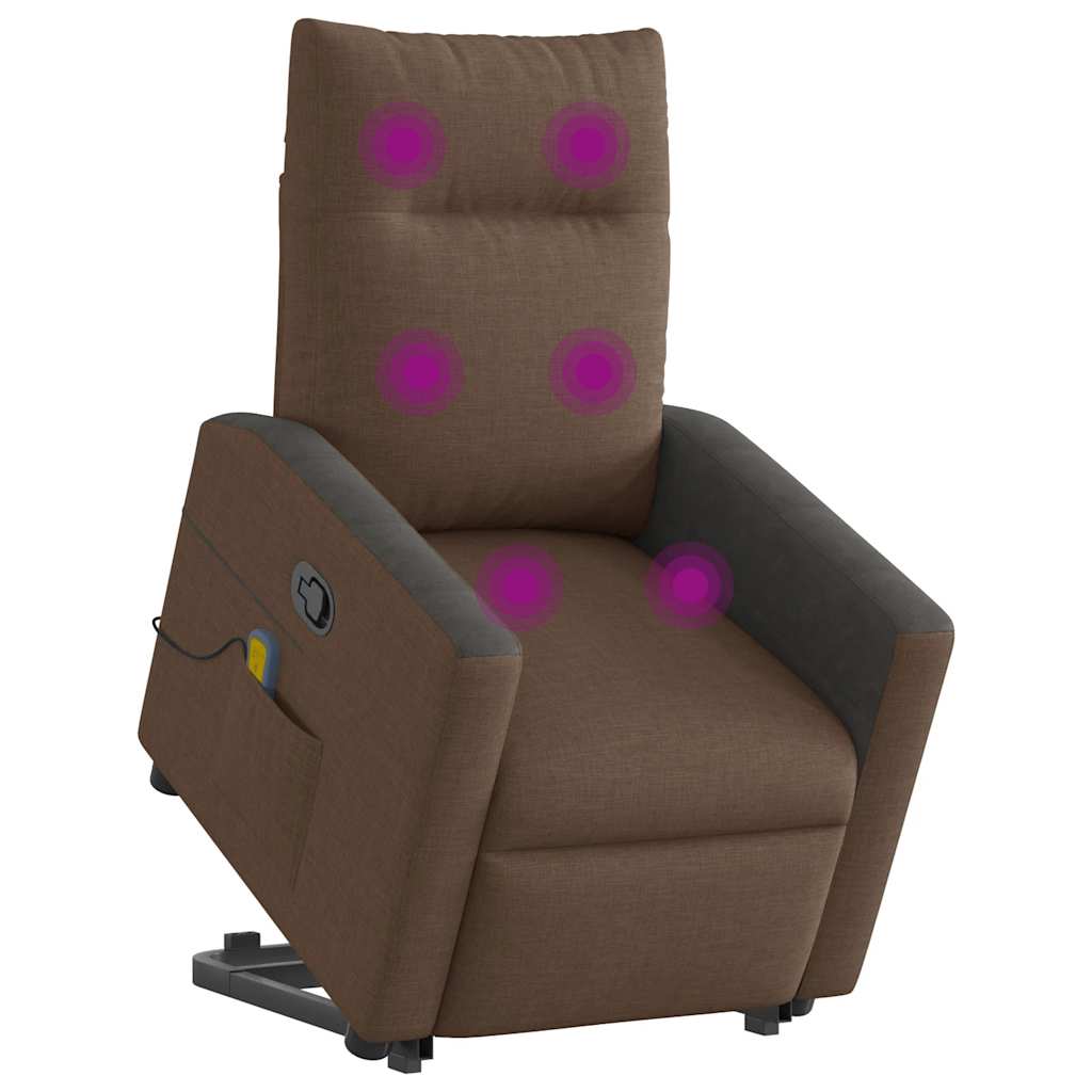 Poltrona reclinável massagens tecido castanho