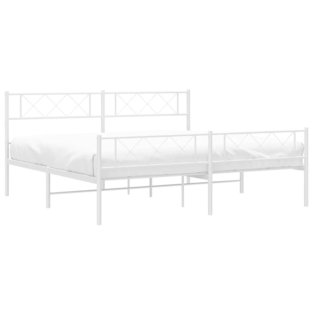 Estrutura de cama com cabeceira e pés 183x213 cm metal branco