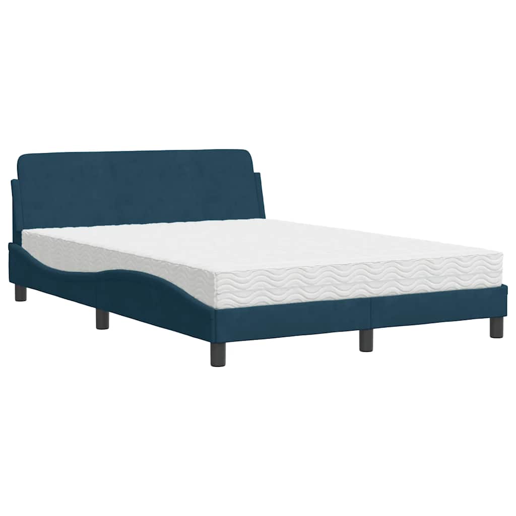 Cama com colchão dover 120x200 cm veludo azul