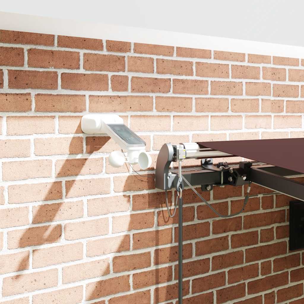 Toldo retrátil automático com luzes LED 450x300 cm bordô