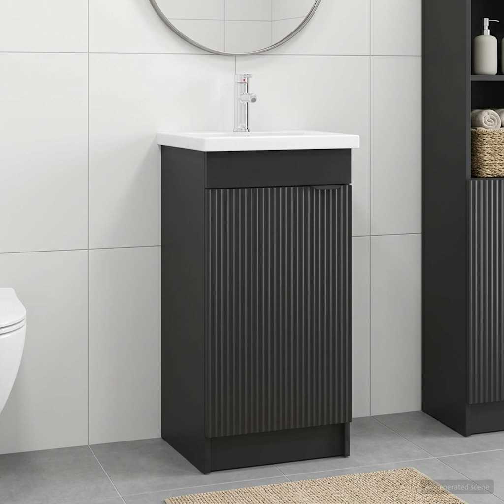 Gabinete de banheiro com pia preto 42 x 40 x 84,5 cm