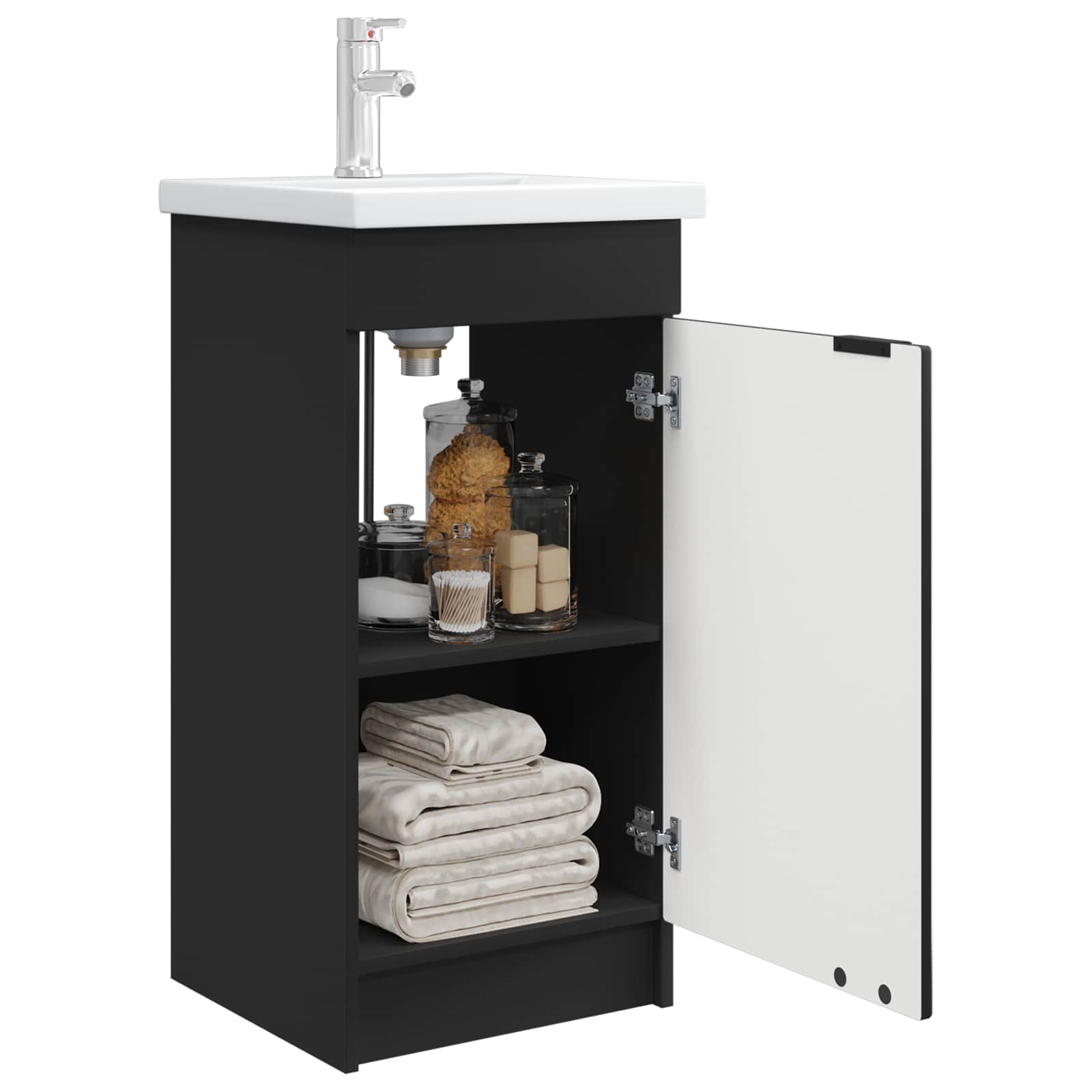 Gabinete de banheiro com pia preto 42 x 40 x 84,5 cm
