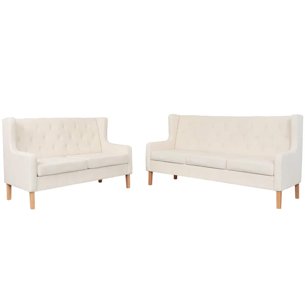 Conjunto de sofás 2 pcs tecido branco nata