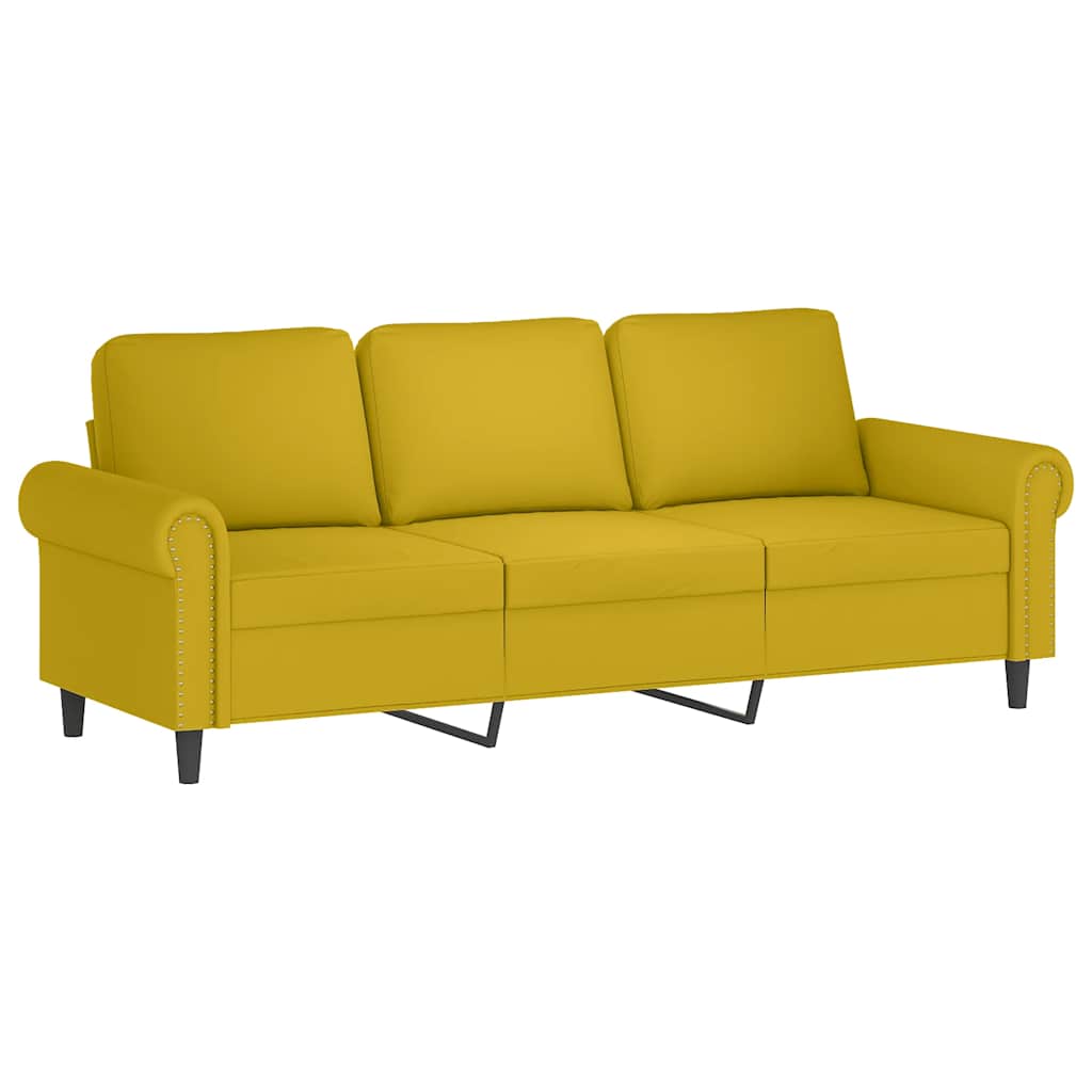 2 Pcs conjunto de sofás com almofadões veludo amarelo