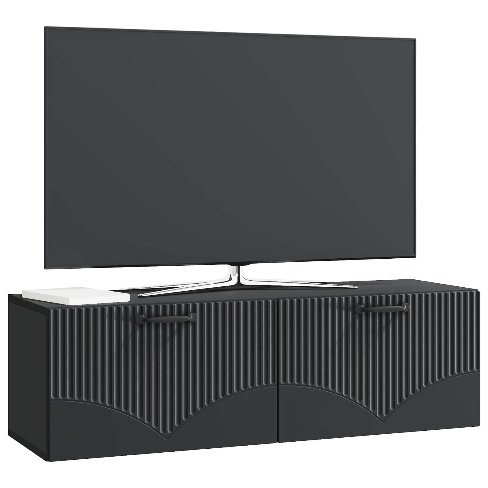 Gabinete de TV de parede preto 98 x 31 x 30 cm