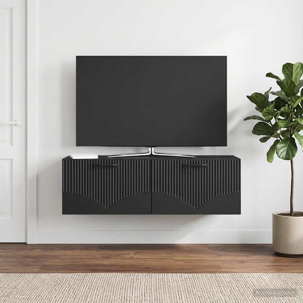 Gabinete de TV de parede preto 98 x 31 x 30 cm