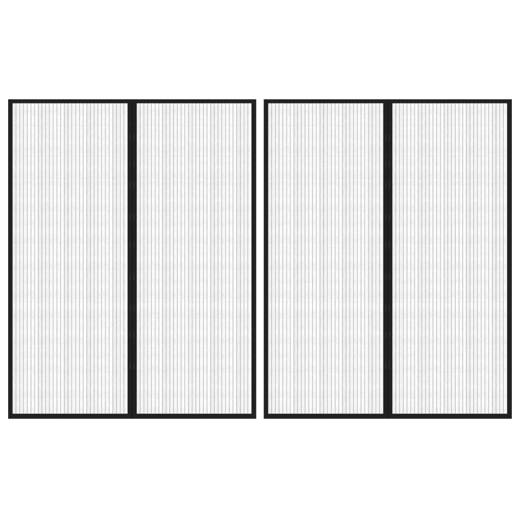 Cortinas de porta anti-insetos magnéticas 2 pcs 230x160cm preto