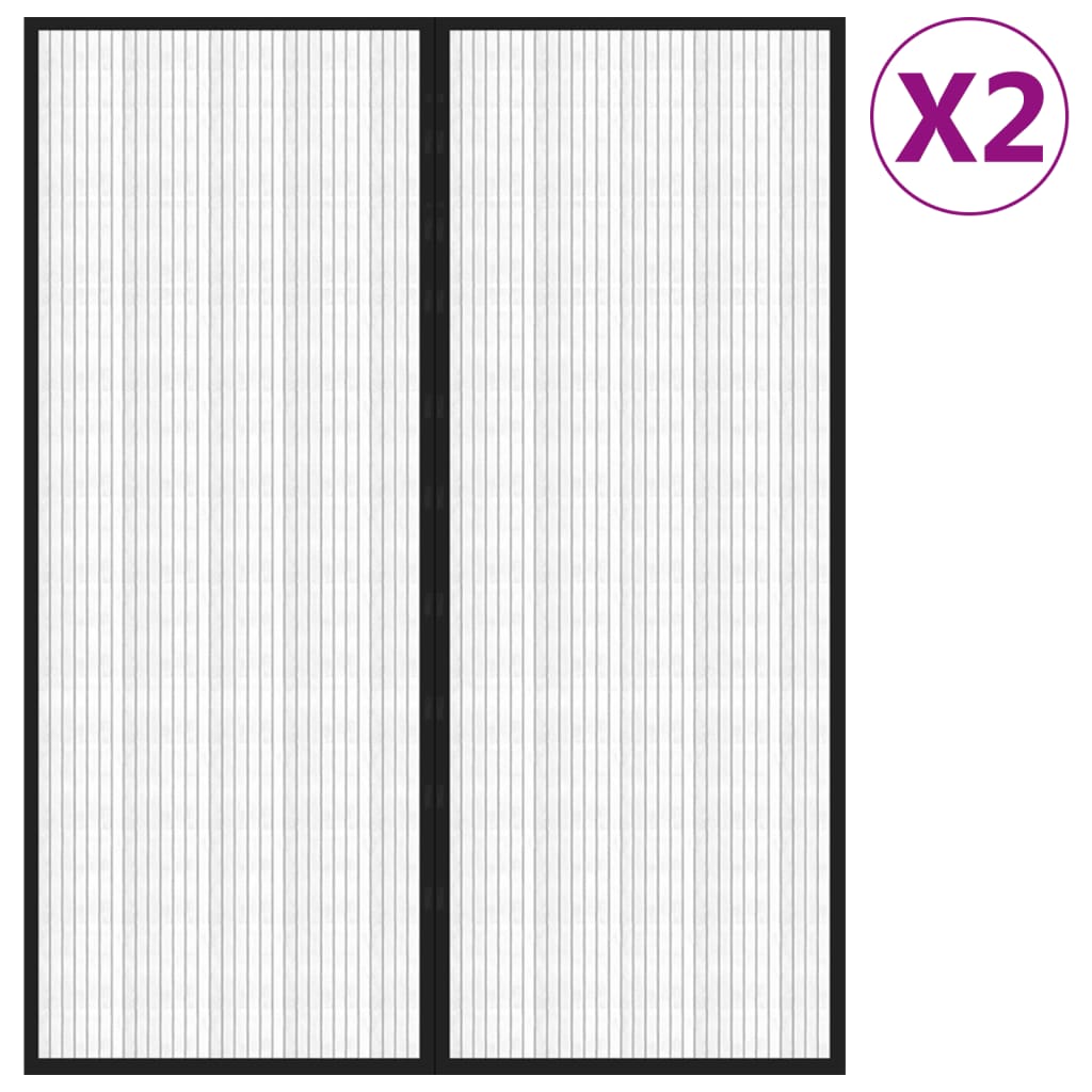 Cortinas de porta anti-insetos magnéticas 2 pcs 230x160cm preto