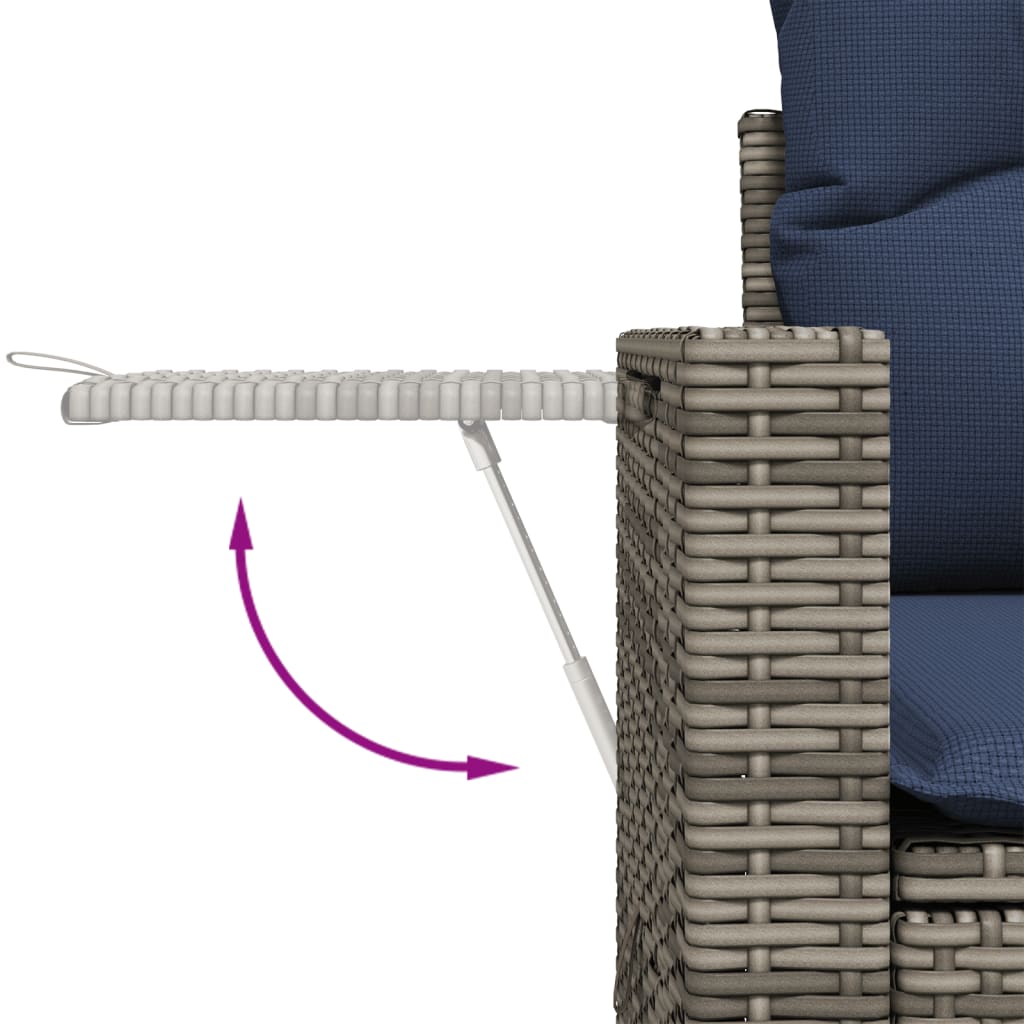Conjunto de sofá de jardim com 6 peças e almofadas em rattan sintético cinza