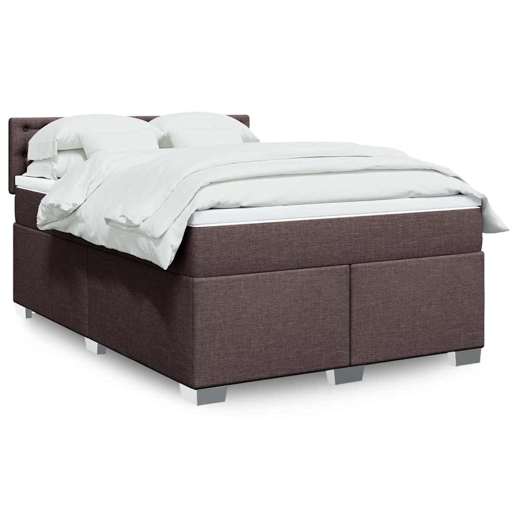 Cama com molas/colchão 140x190 cm tecido castanho-escuro