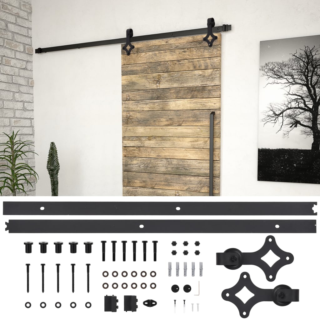 Kit de ferragens para porta deslizante skien 200 cm aço preto