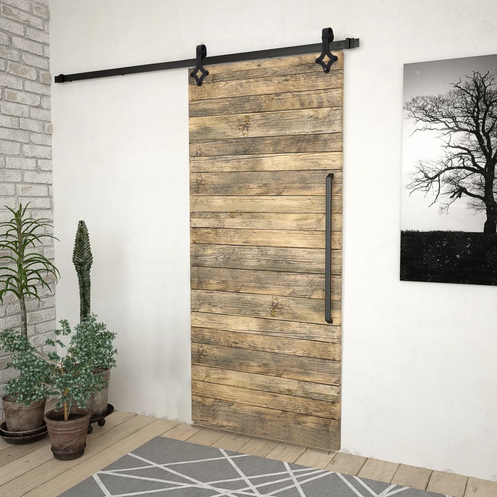 Kit de ferragens para porta deslizante skien 200 cm aço preto