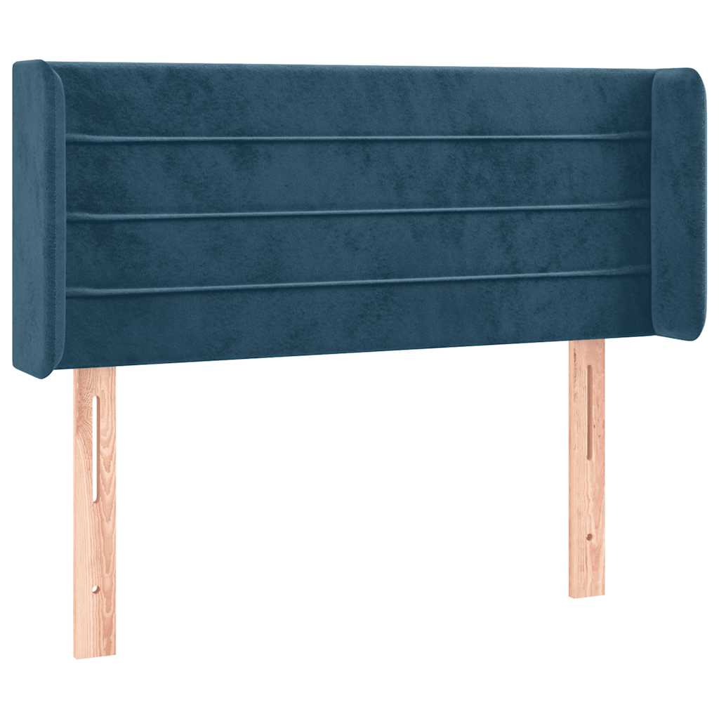 Cabeceira de cama c/ luzes LED veludo 83x16x78/88cm azul-escuro