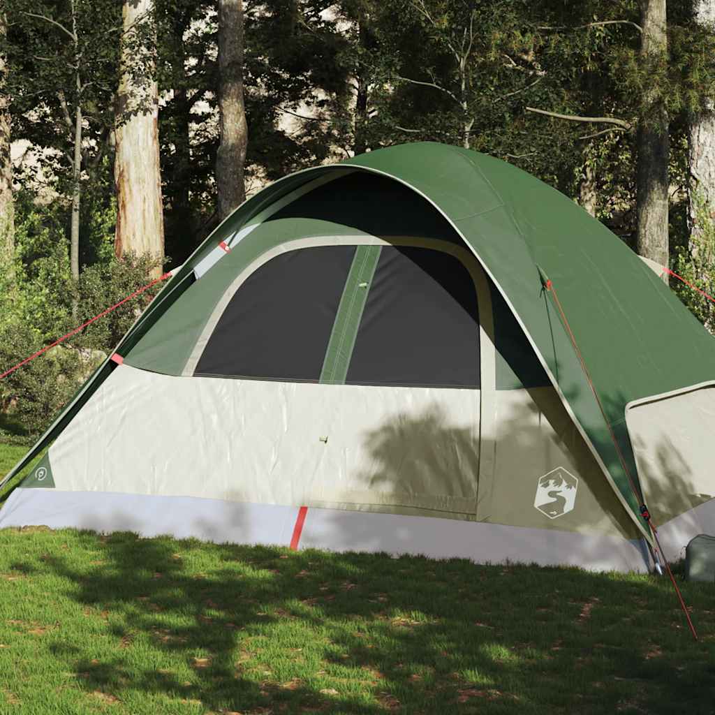 Tenda familiar em cúpula para 6 pessoas impermeável verde