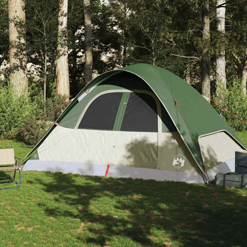 Tenda familiar em cúpula para 6 pessoas impermeável verde