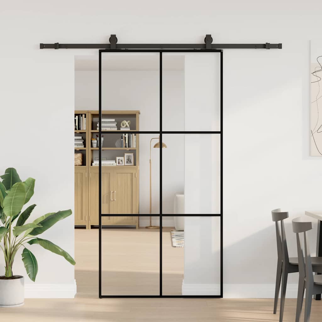 Porta deslizante c/ conj ferragens 102x205cm vidro esg preto