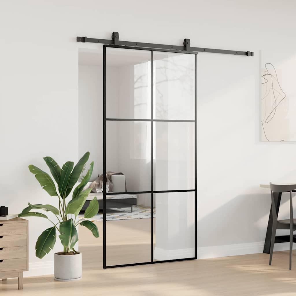 Porta deslizante c/ conj ferragens 102x205cm vidro esg preto