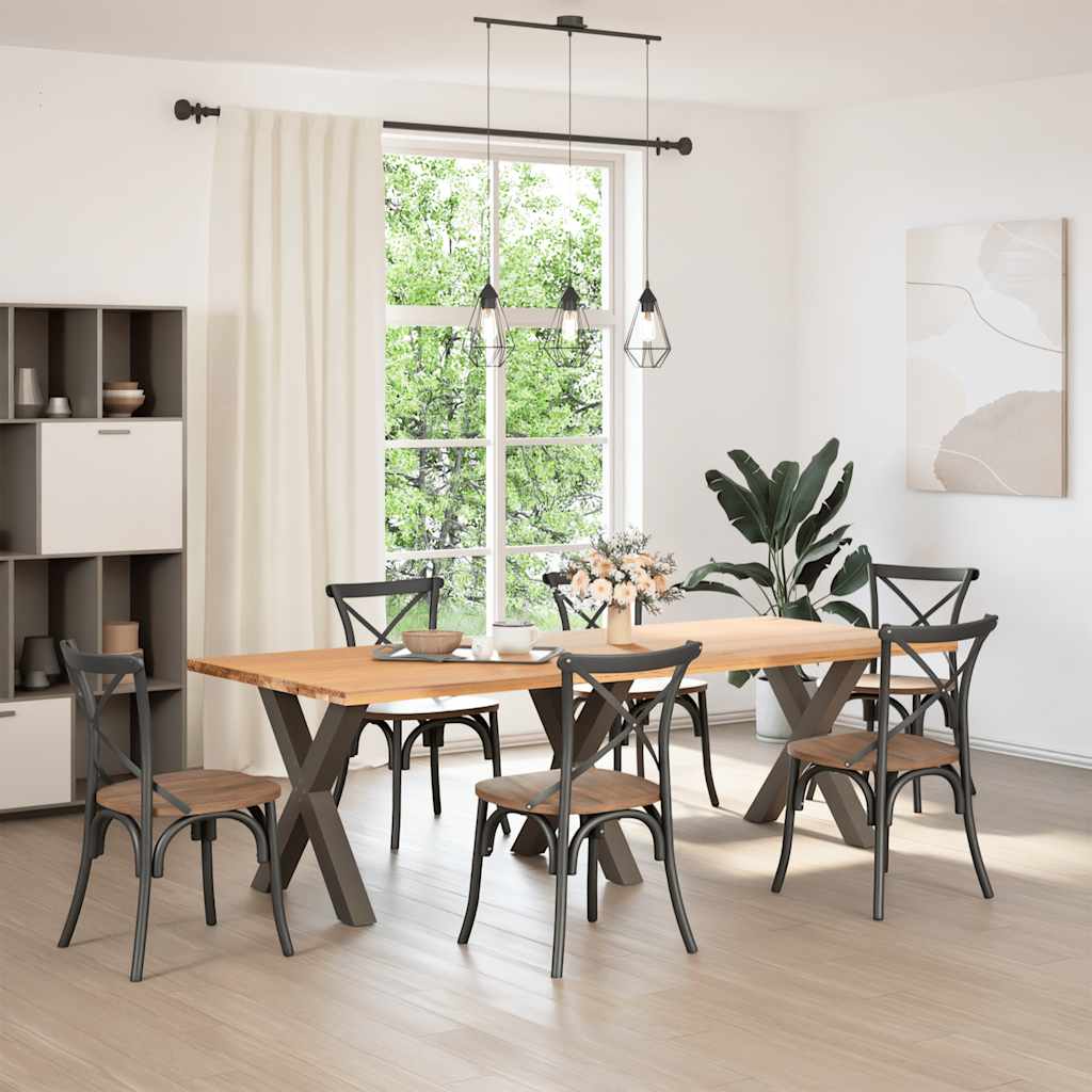 Pés para mesa de jantar em formato de x, 3 peças, aço natural, 70x(72-73) cm, aço