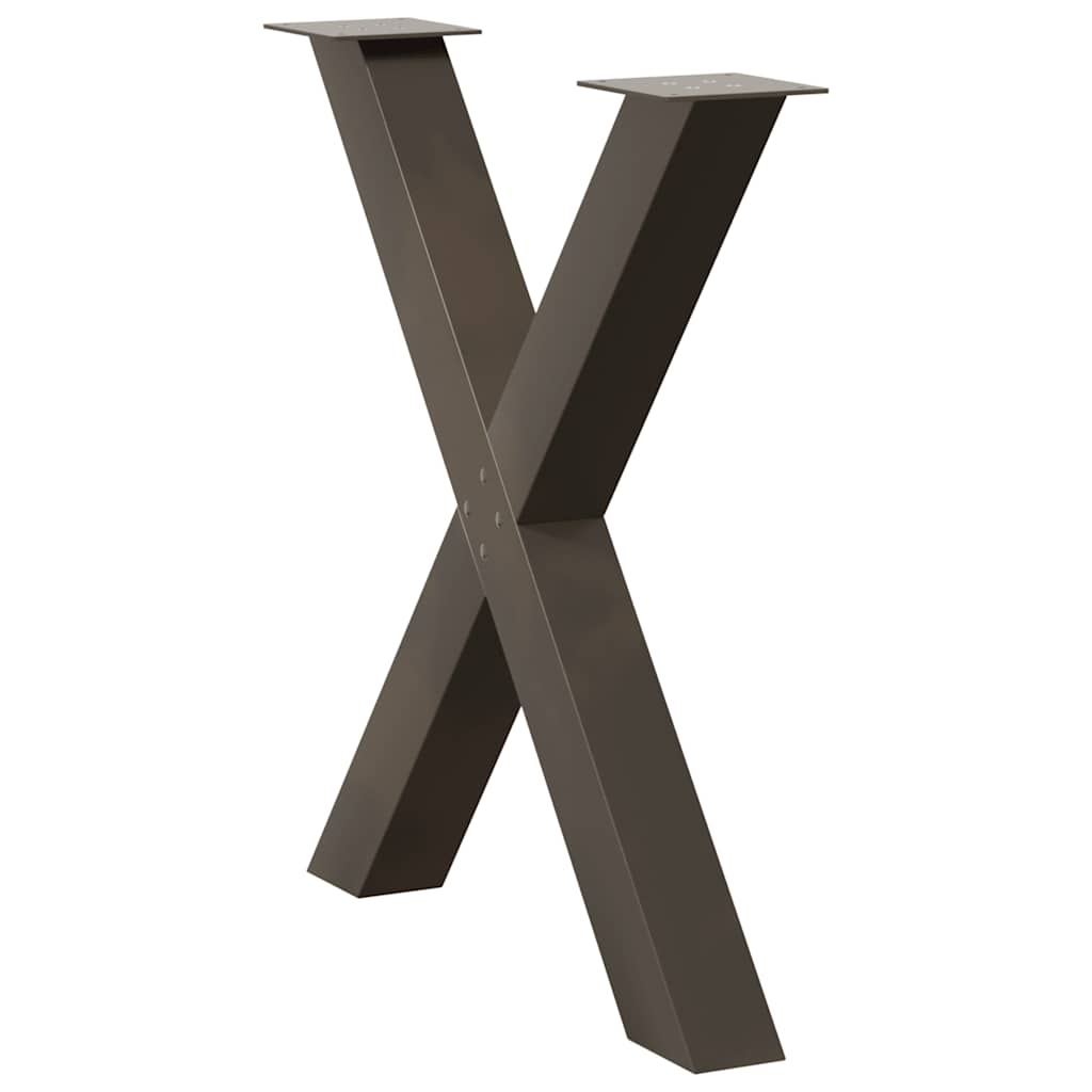 Pés para mesa de jantar em formato de x, 3 peças, aço natural, 70x(72-73) cm, aço