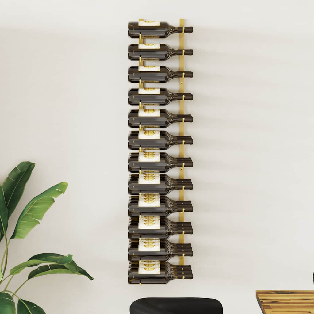 Garrafeira de parede para 36 garrafas ferro dourado