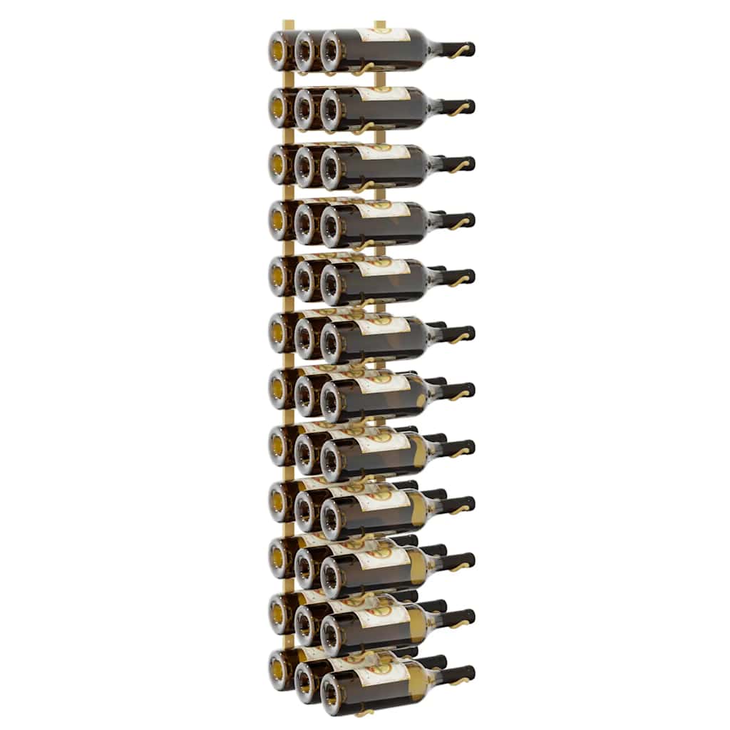 Garrafeira de parede para 36 garrafas ferro dourado
