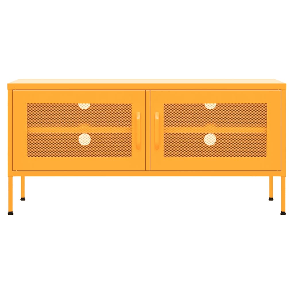 Móvel de TV aço 105x35x50 cm amarelo mostarda