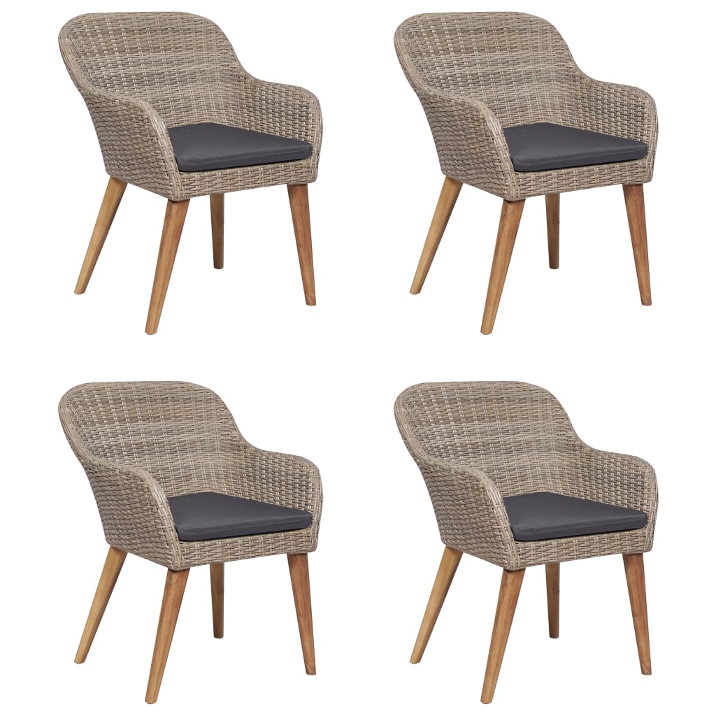 5 Pcs conjunto de jantar para jardim castanho