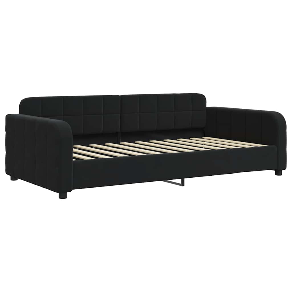 Sofá-cama com gavetão e colchões 100x200 cm veludo preto
