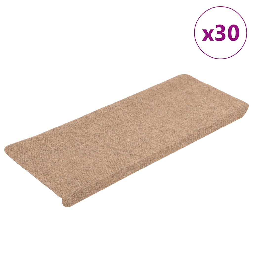 Tapetes de escada adesivos 30 pcs 65x24,5x3,5 cm bege