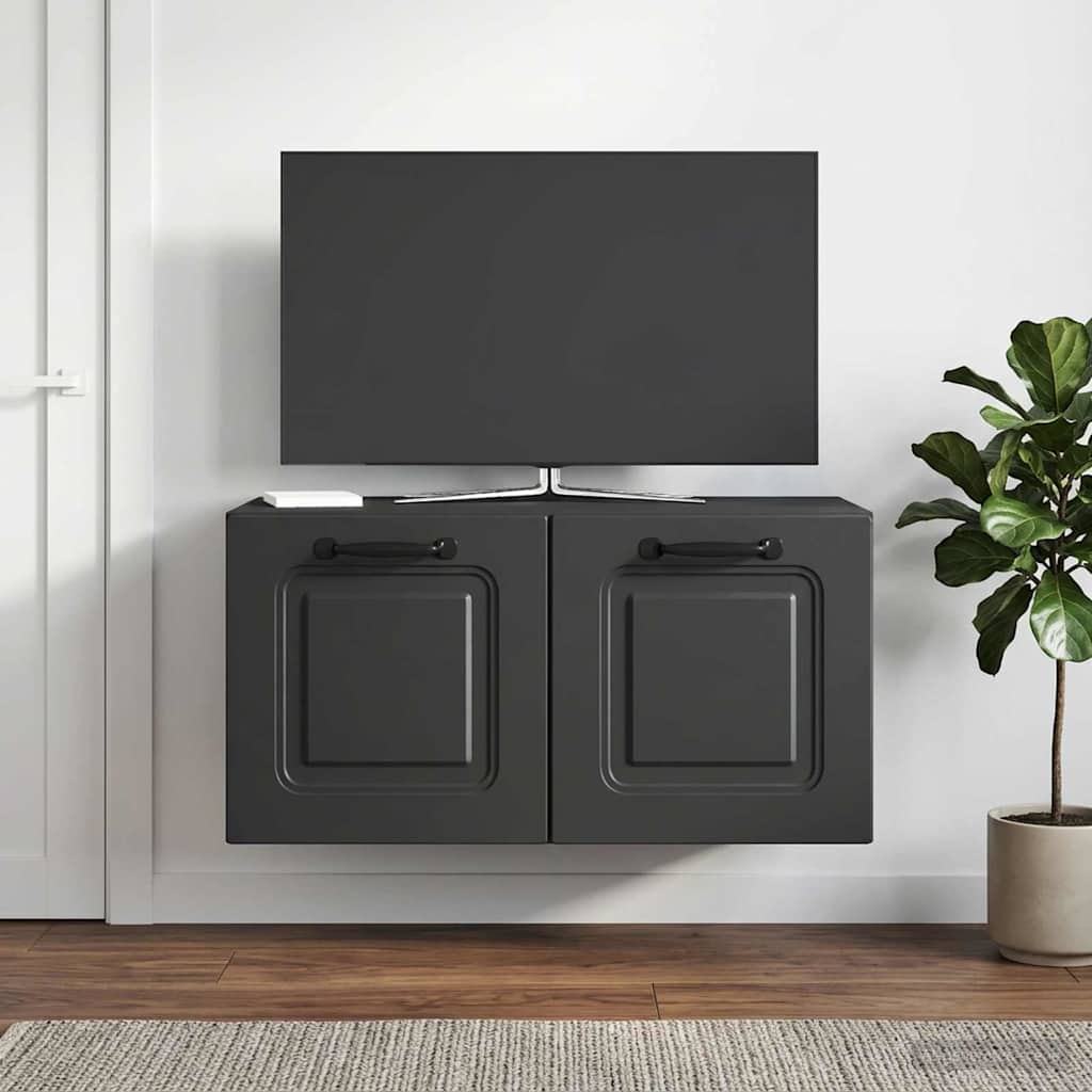 Gabinete de TV de parede preto 59,5 x 31 x 30 cm