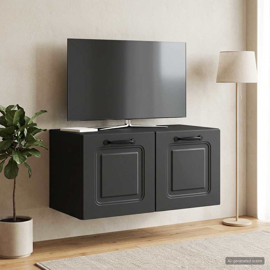 Gabinete de TV de parede preto 59,5 x 31 x 30 cm