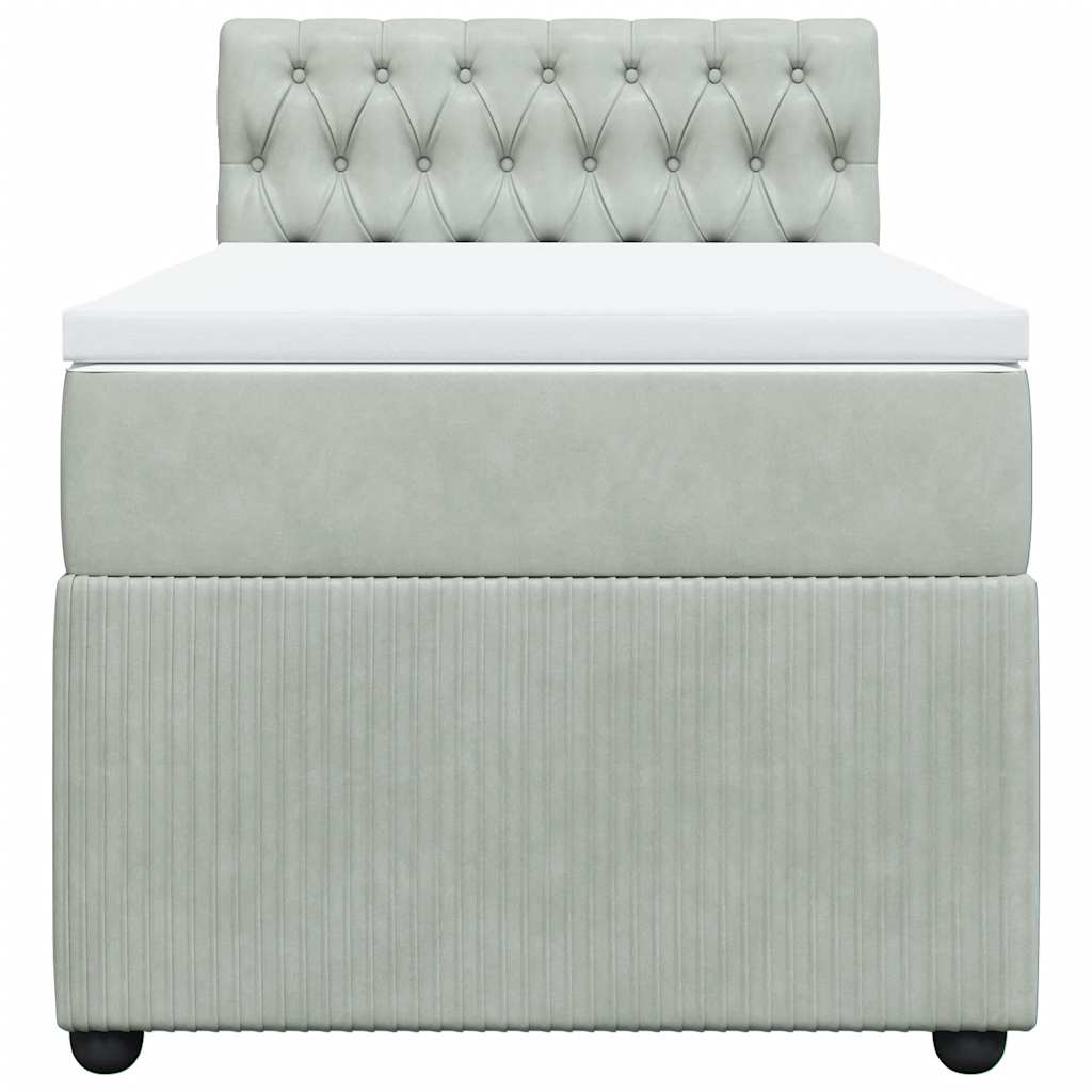 Cama com molas/colchão 90x190 cm veludo cinza-claro