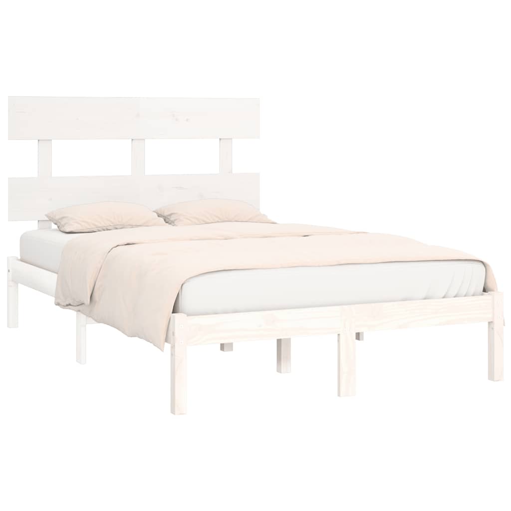 Estrutura de cama 120x200 cm madeira maciça branco