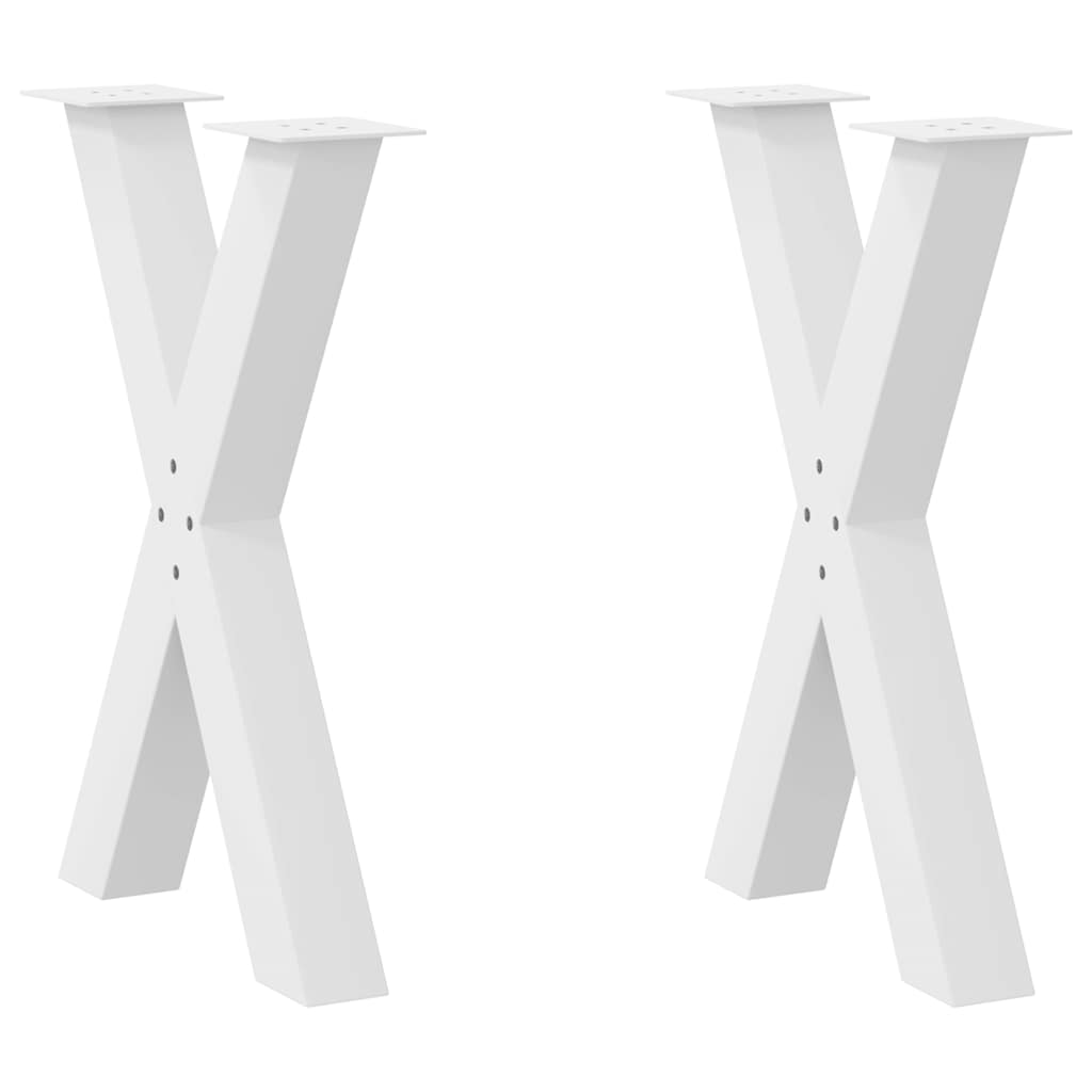 Pés para mesa de jantar em formato de x, 2 peças, branco, 60x(72-73) cm, aço