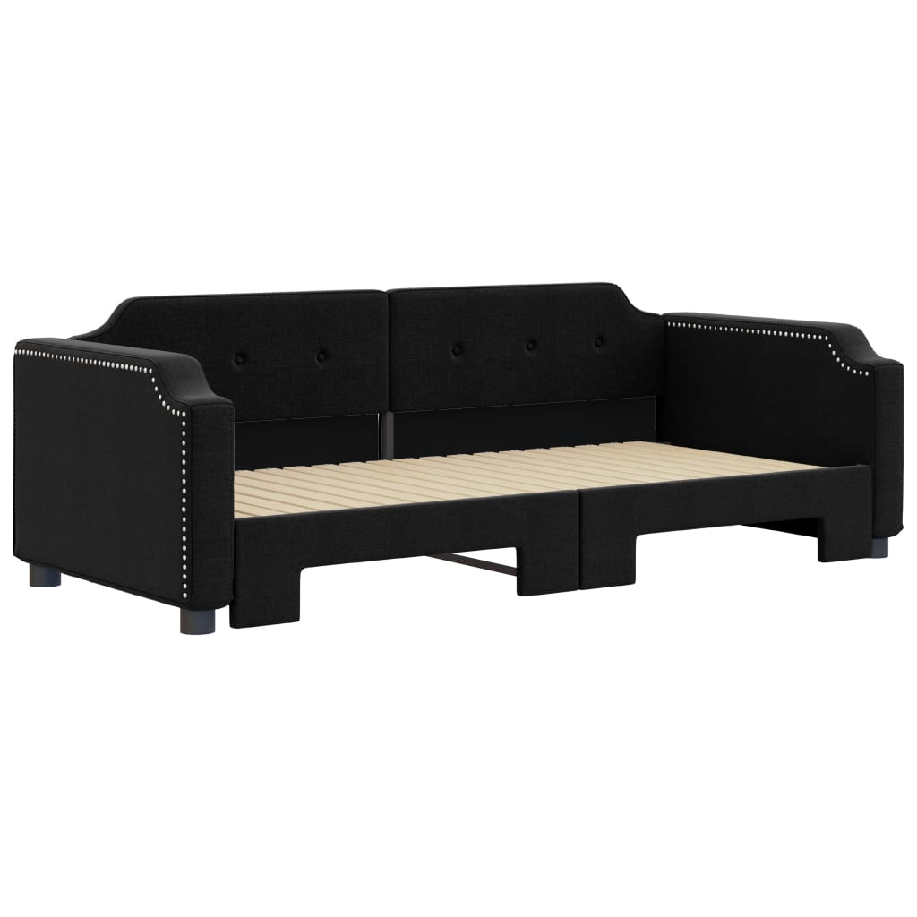 Sofá-cama com gavetão 90x190 cm tecido preto