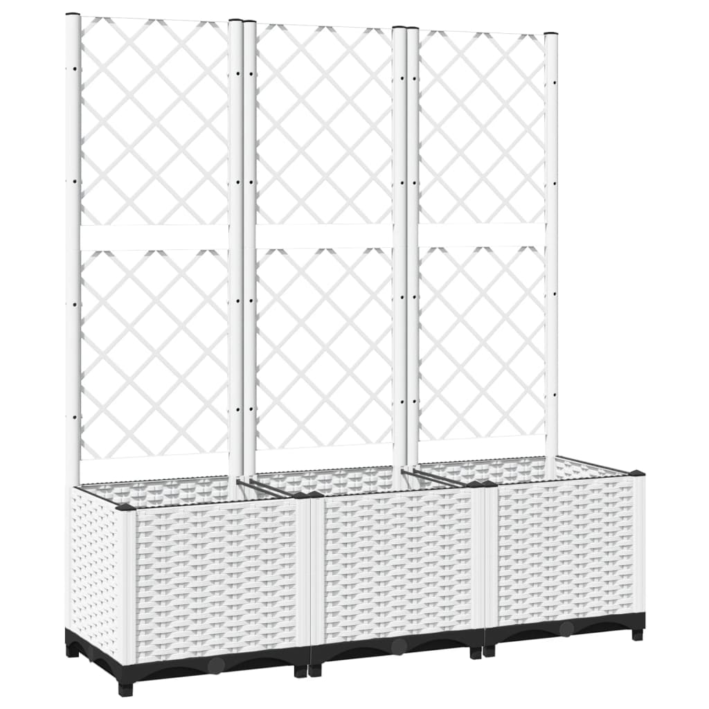 Vaso/floreira jardim c/ treliça 120x40x136 cm PP branco